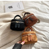 Vintage Suede Leather Messenger Bag Lady Tote