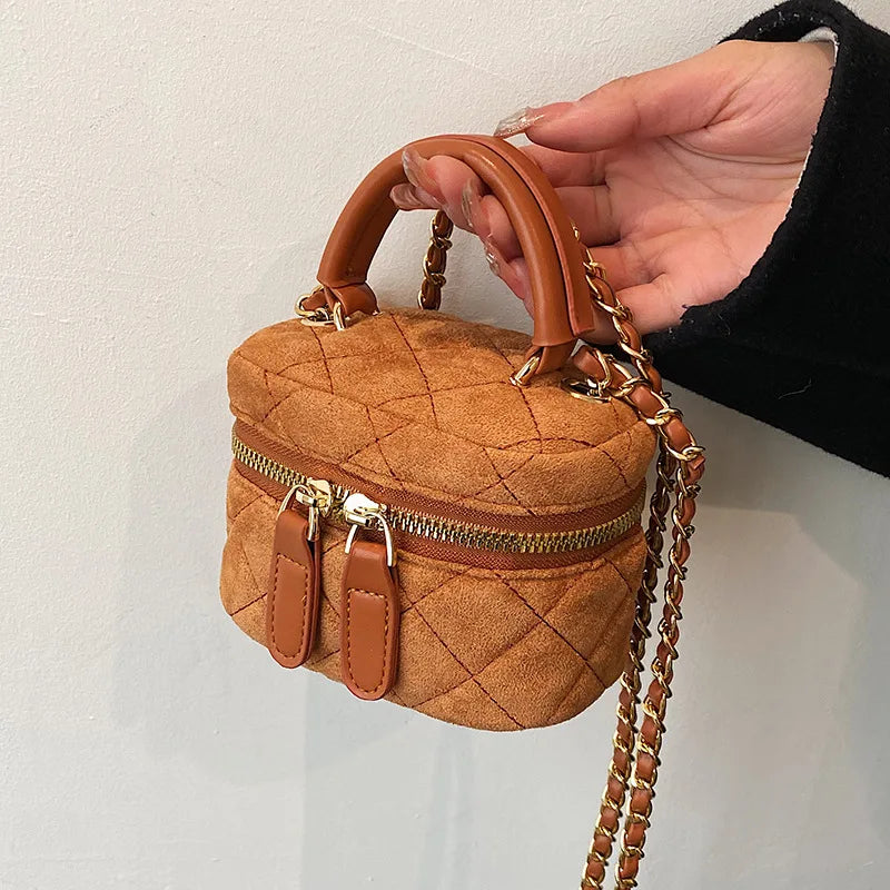 Vintage Suede Leather Messenger Bag Lady Tote