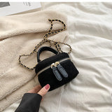 Vintage Suede Leather Messenger Bag Lady Tote