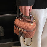 Vintage Suede Leather Messenger Bag Lady Tote