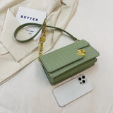 Lock Chain PU Leather Crossbody Bag Women Satchel Shoulder Bag