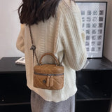 Diamond Lattice Ladies Bucket Bags Camellia Women Zipper Hand Bags
