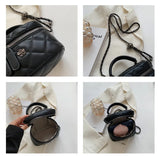 Diamond Lattice Ladies Bucket Bags Camellia Women Zipper Hand Bags
