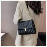 Soft Leather Shoulder Bag V Striped Crossbody Handbag Messenger