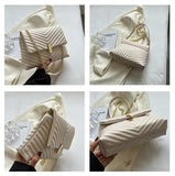 Soft Leather Shoulder Bag V Striped Crossbody Handbag Messenger