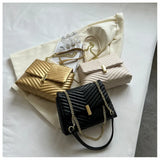 Soft Leather Shoulder Bag V Striped Crossbody Handbag Messenger