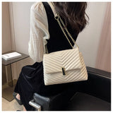 Soft Leather Shoulder Bag V Striped Crossbody Handbag Messenger
