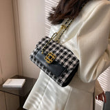 Woolen Plaid Shoulder Bag Women Lady Travel Crossbody Handbag