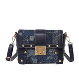 Rivets Small Women's Bag High Denim Pu Leather Patchwork Shoulder Bags