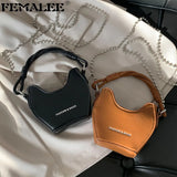 Heart Shaped PU Leather Crossbody Bag Small Handbag Women's Hand Bag