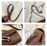 Square Women Crossbody Bags with Metal Lock, Silver