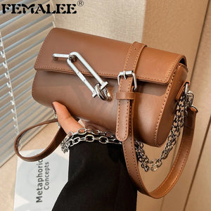Square Women Crossbody Bags with Metal Lock, Silver