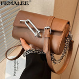 Square Women Crossbody Bags with Metal Lock, Silver
