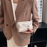 Square Women Crossbody Bags with Metal Lock, Silver