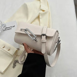 Square Women Crossbody Bags with Metal Lock, Silver