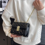 Quilted Crossbody Mini Handbag for Women Lock Flap Purse Messenger