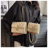 Quilted Crossbody Mini Handbag for Women Lock Flap Purse Messenger