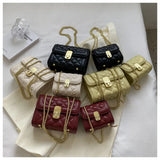 Quilted Crossbody Mini Handbag for Women Lock Flap Purse Messenger