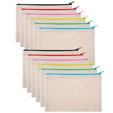 FGGS-12Pcs Multipurpose Cosmetic Bag Makeup Pouches with Zipper Canvas Bag