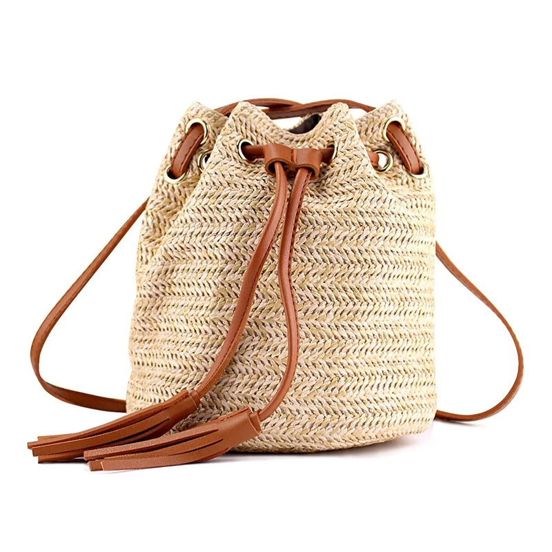 FGGS Summer Beach Bag Tassels Crossbody Bag Women Weaving