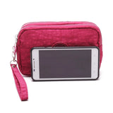 FGGS Women Small Wallet Phone Purse Three Zippers Portable Make Up bag