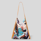 Retro Silk Scarf Leather Shoulder Bag