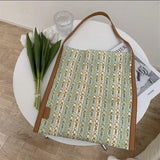 Retro Silk Scarf Leather Shoulder Bag