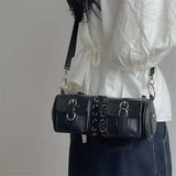 Stylish Wide Shoulder Underarm Cylinder Female Motorcycle Crossbody Bag