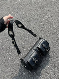 Stylish Wide Shoulder Underarm Cylinder Female Motorcycle Crossbody Bag