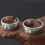 925 Silver Mahjong Ring S925 Sterling Silver Men's Jewelry Adjustable Size 6-11