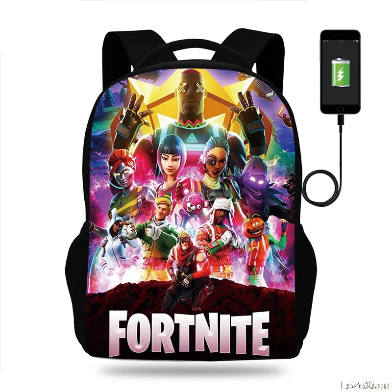 Fortnite Games Backpack 16' Children School Bags Boys Girls Primary Backpack
