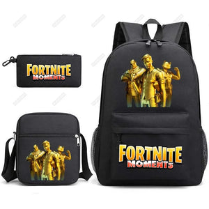 Canvas 3D Pattern School Bag Set for Women Men