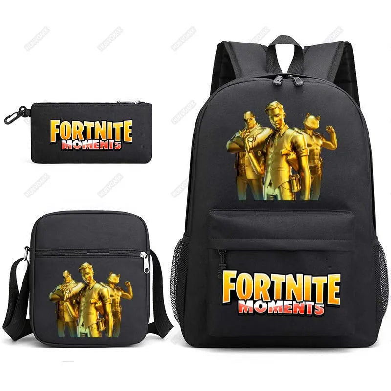 3Pcs/set Casual Canvas Backpack Book Bags for Teens