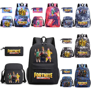 3Pcs/set Casual Canvas Backpack Book Bags for Teens