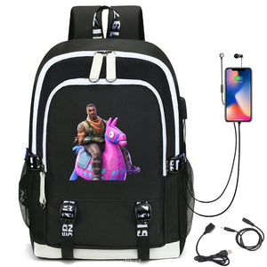 Cartoon Printing Student bag USB Charging Listen to Music Schoolbag