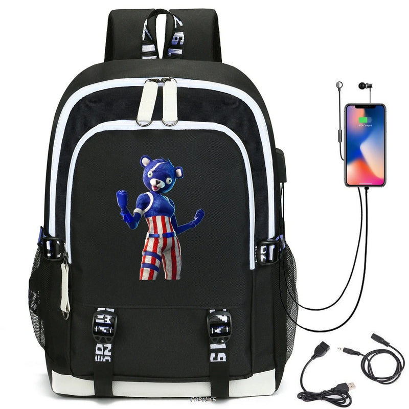 Waterproof USB Charging Schoolbag Boys Girls Outdoor Travel Backpack