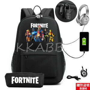 FORTNITES Anti Theft USB Backpack Waterproof School Bag
