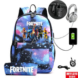 FORTNITES Anti Theft USB Backpack Waterproof School Bag