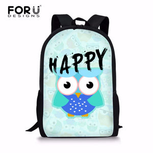 16 Inch Owl Printing Schoolbag for Kids, Carry on Bag mochila escolar