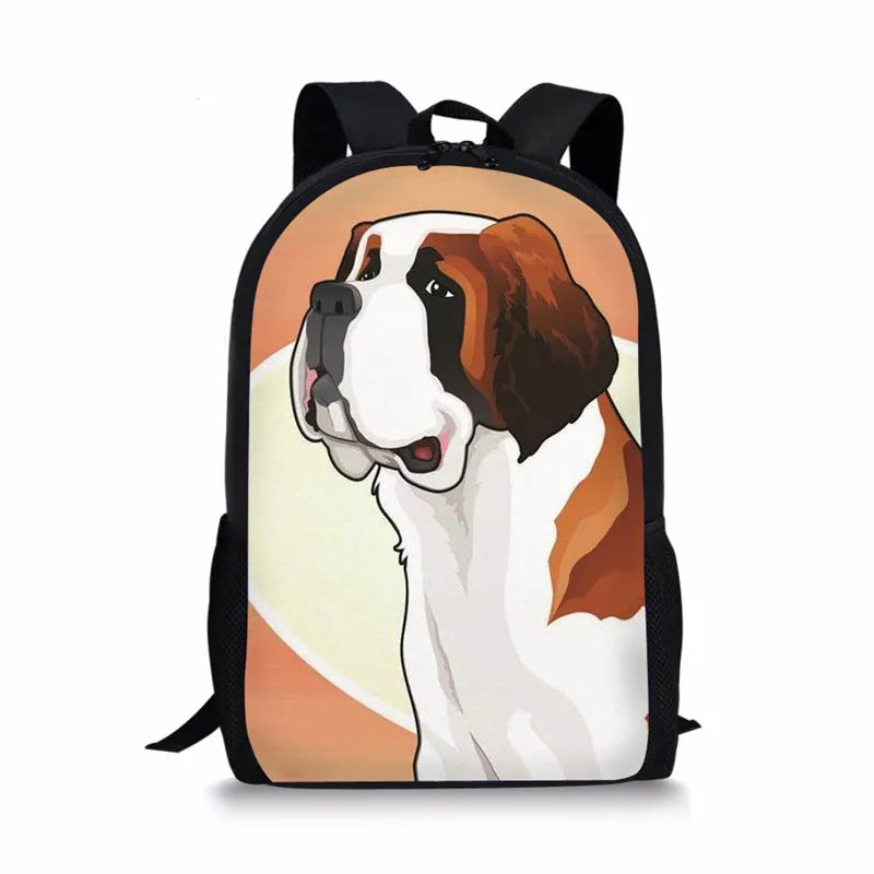 3D Doberman Printed Boys School Bag Student Book Bag