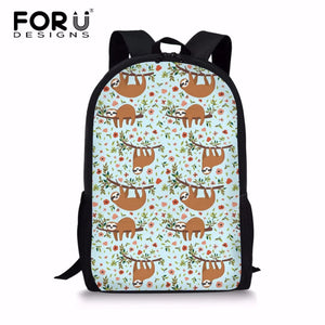 3D Sloth Print Girls Daily Backpack Women Casual Rucksack Cheeky Ferrets