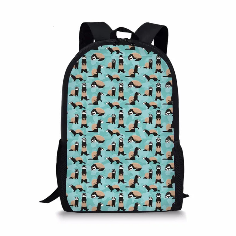 3D Sloth Print Girls Daily Backpack Women Casual Rucksack Cheeky Ferrets