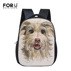 Cute Schnauzer Print Kindergarten School Bag for Kids