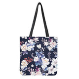 Floral Print Tote Reusable Shopping Bag Portable Shoulder Bag