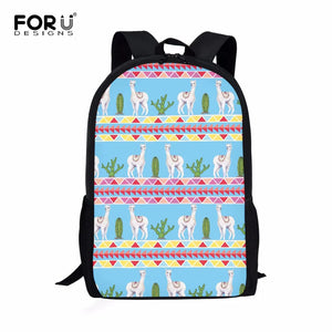 Cartoon Alpaca Kids School Backpack - Big Capacity