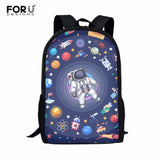 Cartoon Astronaut Lightweight School Backpack 16 Inch for Girls Boys