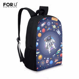 Cartoon Astronaut Lightweight School Backpack 16 Inch for Girls Boys