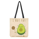 Cartoon Avocado Fruit Printed Shopping Bag Eco Friendly Foldable Tote
