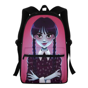 Wednesday Addams Backpack Cartoon Girl Print Student TV Series Schoolbag