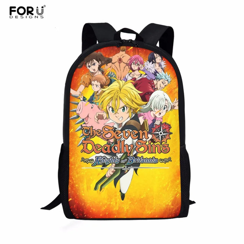 Cartoon The Seven Deadly Sins School Backpack for Students